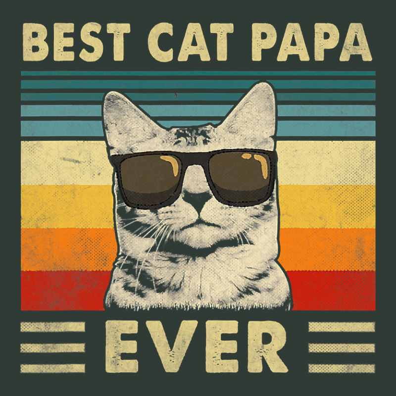 Best Cat Papa Ever  Vintage Retro Cat Dad Father Day Mesh Back Trucker Hat | Artistshot