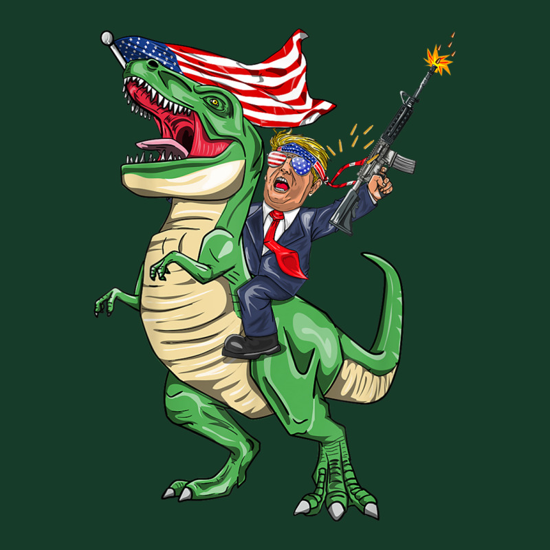 Machine Gun Trump On T Rex Dinosaur With American Flag T Shirt Visor Hat | Artistshot