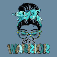 Women Messy Bun Teal Ribbon Pcos Warrior Urban Heavy T-shirt | Artistshot