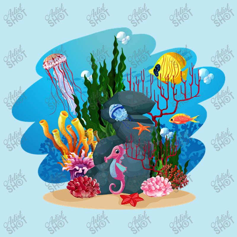 Undersea Life Coral Reef With Fish And Water Plants  Cartoon Landscape Urban Heavy T-shirt | Artistshot