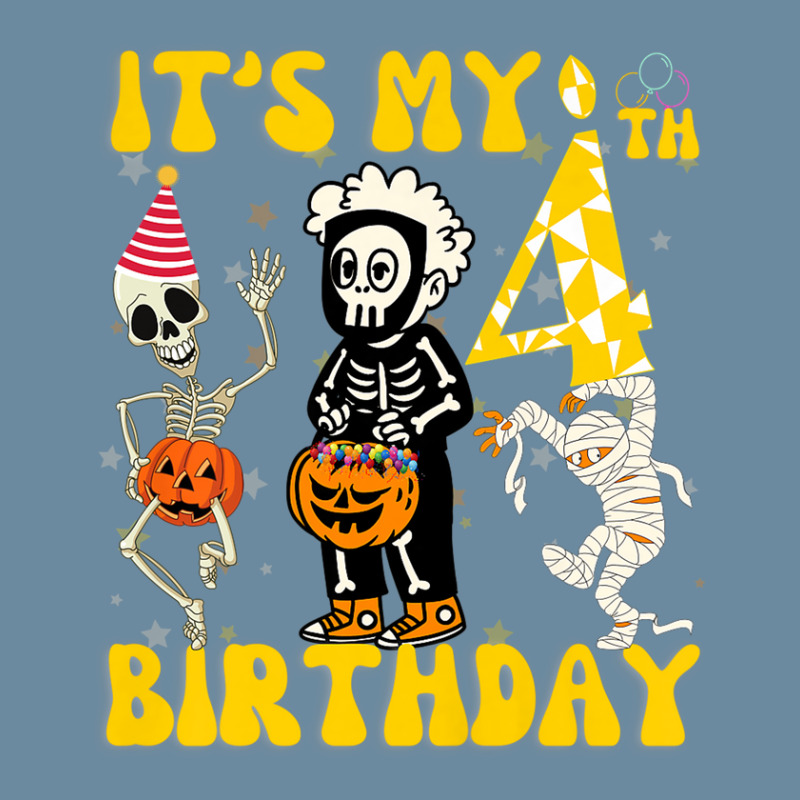 Kids It's My 4th Birthday Boy Funny Skeleton Pumpkin Halloween Urban Heavy T-shirt | Artistshot