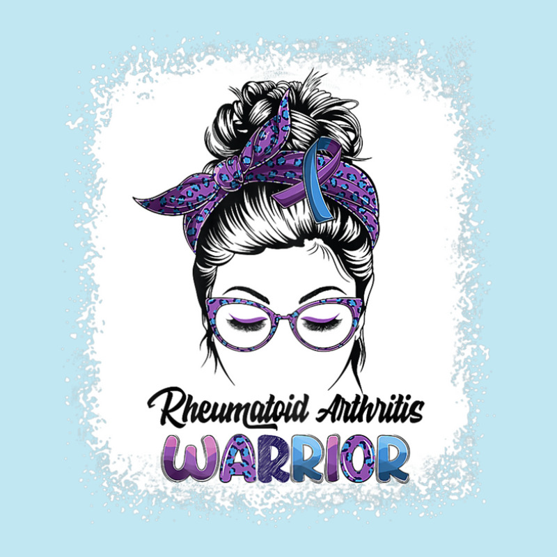 Womens Rheumatoid Arthritis Warrior Messy Bun Leopard Bleached Urban Heavy T-shirt | Artistshot