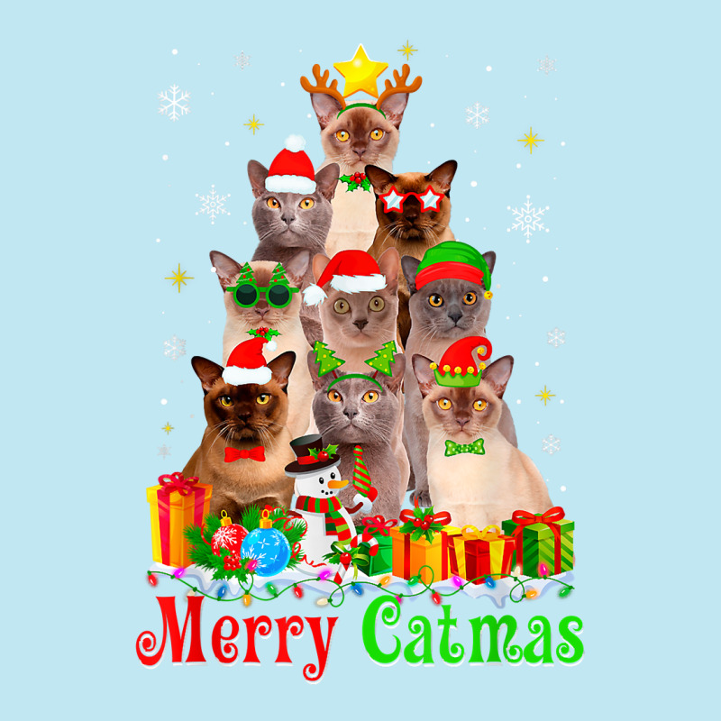 Merry Catmas Cute Burmese Cat Christmas Tree Xmas Lights T Shirt Urban Pullover Hoodie | Artistshot