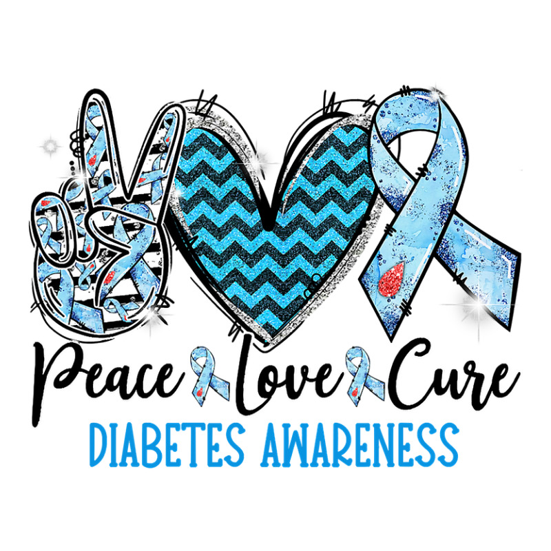 Diabetes Diabetic Peace Love Cure Blue Ribbon 5 Diabetes Awareness Yupoong Trucker Cap by circularflap | Artistshot