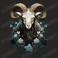 Ram Animal Portrait Horns Floral Design Ladies Fitted T-shirt | Artistshot