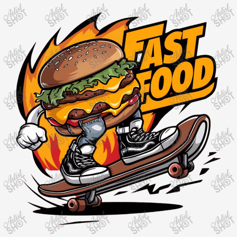 A Burger Riding A Skateboard Drawstring Bags | Artistshot