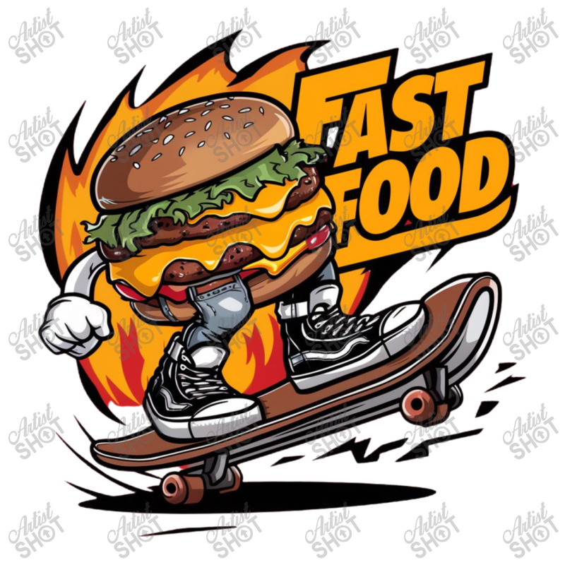 A Burger Riding A Skateboard Sticker | Artistshot