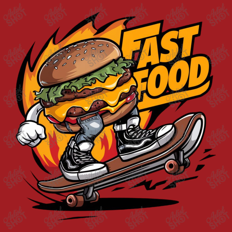 A Burger Riding A Skateboard Waist Apron | Artistshot