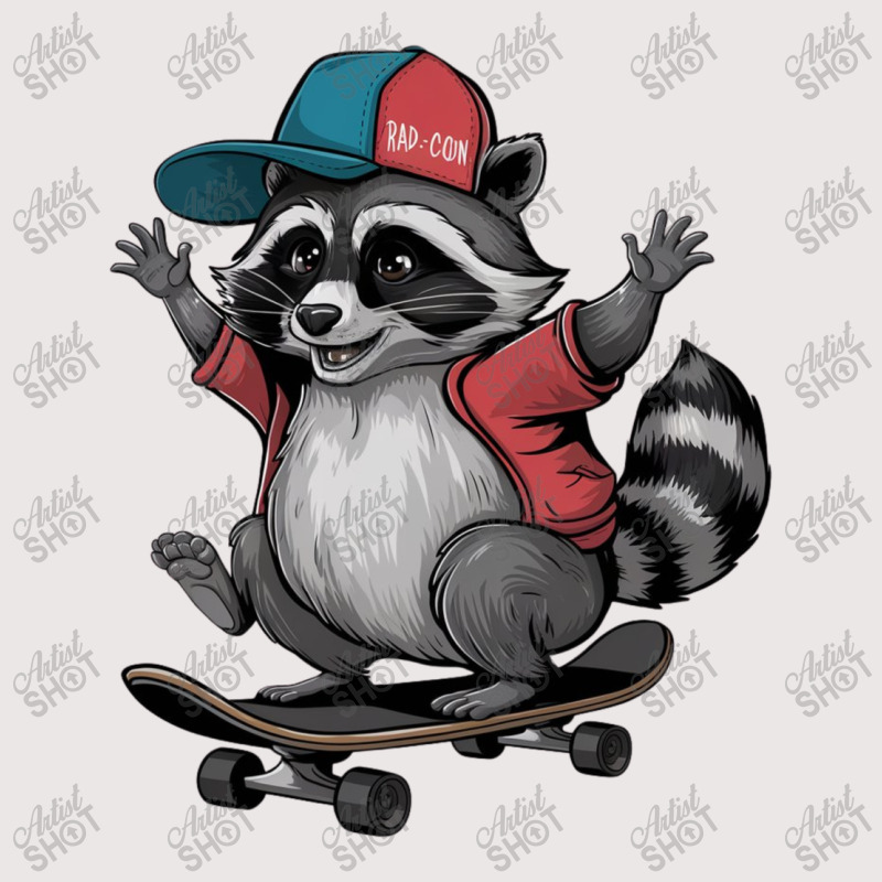 Skateboarding  Raccoon Pocket T-Shirt by Donna Schennum | Artistshot