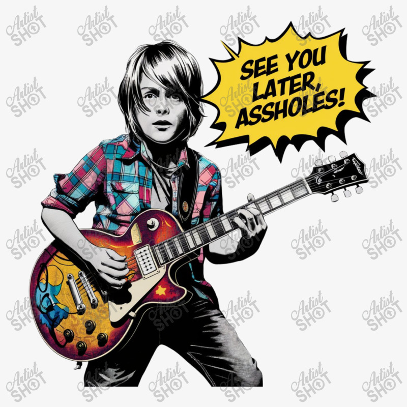 A Little Boy With Kurt Cobain Style Playing Guitar Ladies Fitted T-Shirt by John Nichols | Artistshot