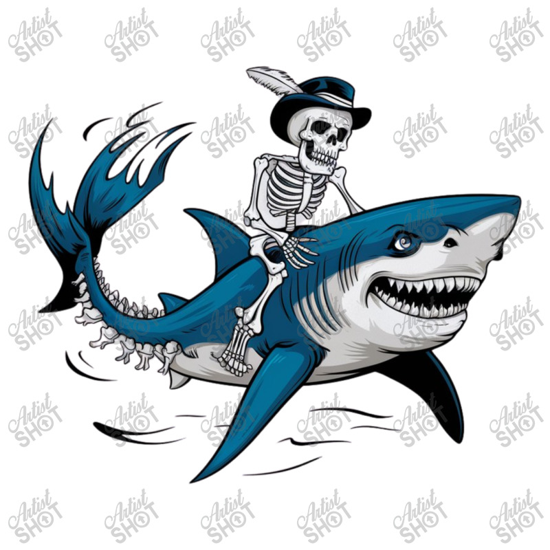 A Skeleton Riding A Shark Baby Bodysuit by John Nichols | Artistshot