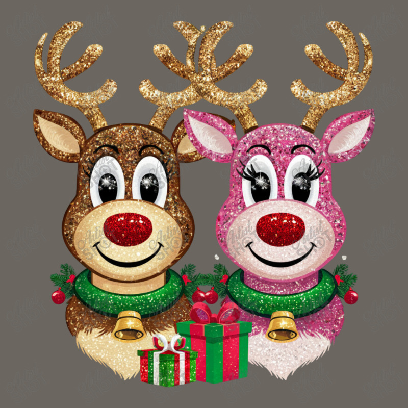 Two Glittery Reindeer Faces Side By Side Sun Shade Cap by Charity Aduset | Artistshot