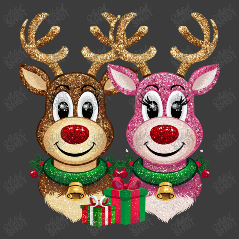 Two Glittery Reindeer Faces Side By Side Men's Polo Shirt by Charity Aduset | Artistshot