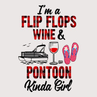 I'm A Flip Flops Wine & Pontoon Kinda Girl Funny Summer Lake Long Slee Pocket T-shirt | Artistshot