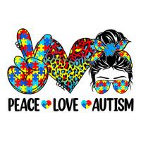 Peace Love Autism Mom Life Messy Bun Blue Autism Awareness T Shirt Men's 3/4 Sleeve Pajama Set | Artistshot