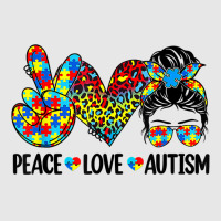 Peace Love Autism Mom Life Messy Bun Blue Autism Awareness T Shirt Hoodie & Jogger Set | Artistshot