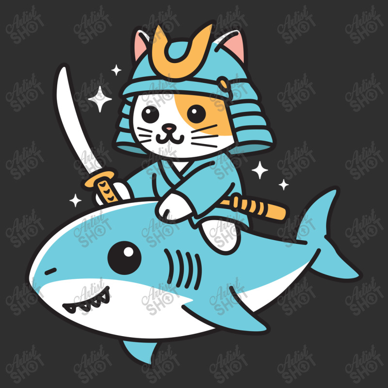 Ninja Cat Samurai Riding Shark Oval Leatherette Patch | Artistshot