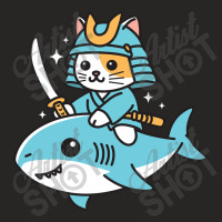 Ninja Cat Samurai Riding Shark Ladies Fitted T-shirt | Artistshot