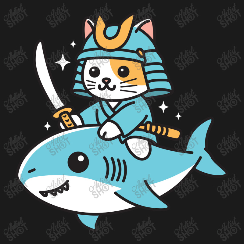 Ninja Cat Samurai Riding Shark Full-length Apron | Artistshot