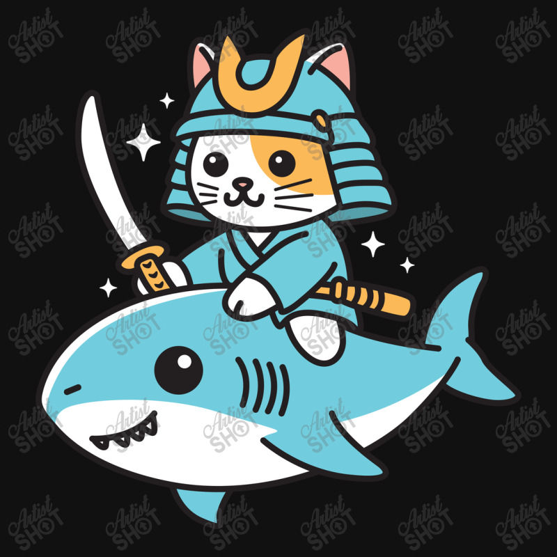 Ninja Cat Samurai Riding Shark Throw Pillow | Artistshot