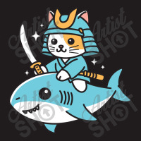 Ninja Cat Samurai Riding Shark Waist Apron | Artistshot