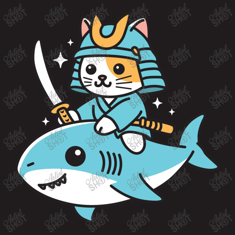 Ninja Cat Samurai Riding Shark Waist Apron | Artistshot