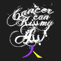 Bladder Cancer T  Shirt Cancer Can Kiss My Ass! Bladder ( Blue, Yellow Classic T-shirt | Artistshot