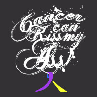 Bladder Cancer T  Shirt Cancer Can Kiss My Ass! Bladder ( Blue, Yellow Vintage Hoodie And Short Set | Artistshot