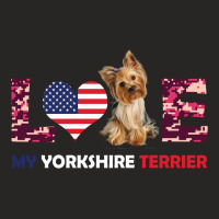 Patriotic American Flag Love My Yorkshire Terrier Ladies Fitted T-shirt | Artistshot