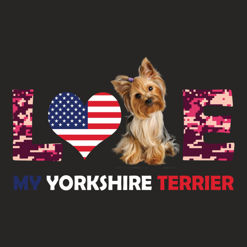 Patriotic American Flag Love My Yorkshire Terrier Ladies Fitted T-Shirt by vip.pro123 | Artistshot