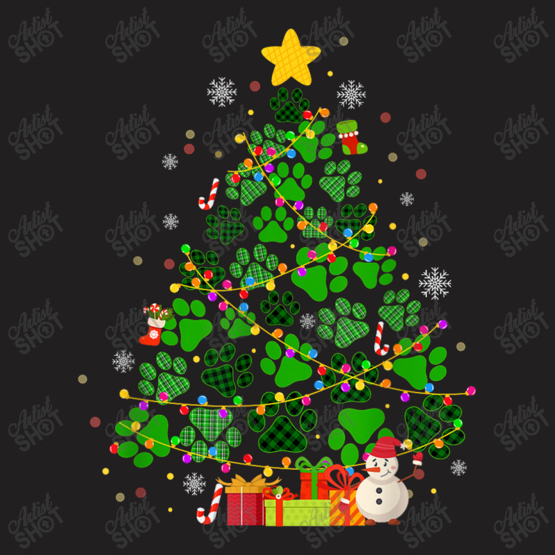 Dog Cat Paws Christmas Tree T-Shirt by Rebecca Mitchell | Artistshot