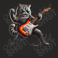 Rock Cat Jamming On Guitar Ladies Fitted T-shirt | Artistshot