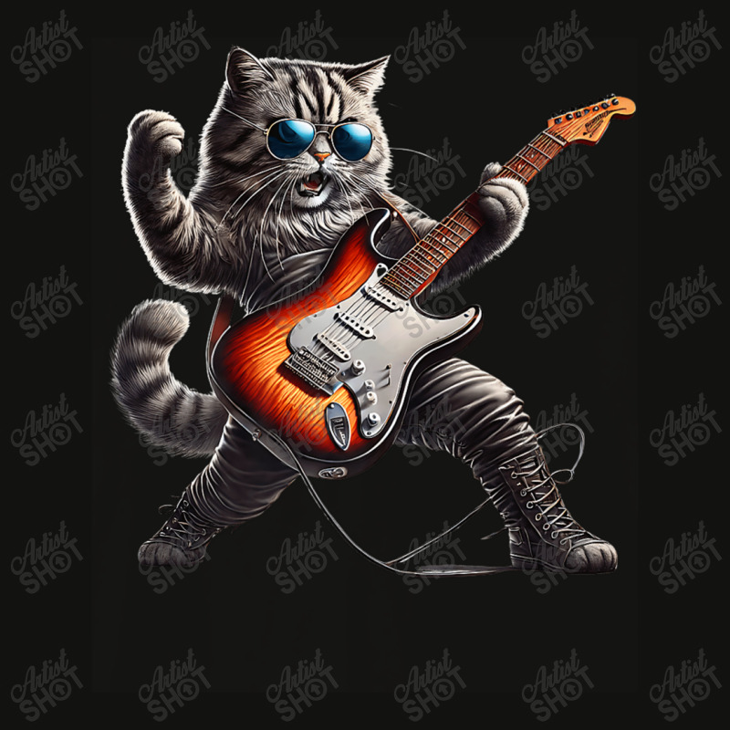 Rock Cat Jamming On Guitar Scorecard Crop Tee by Rebecca Mitchell | Artistshot