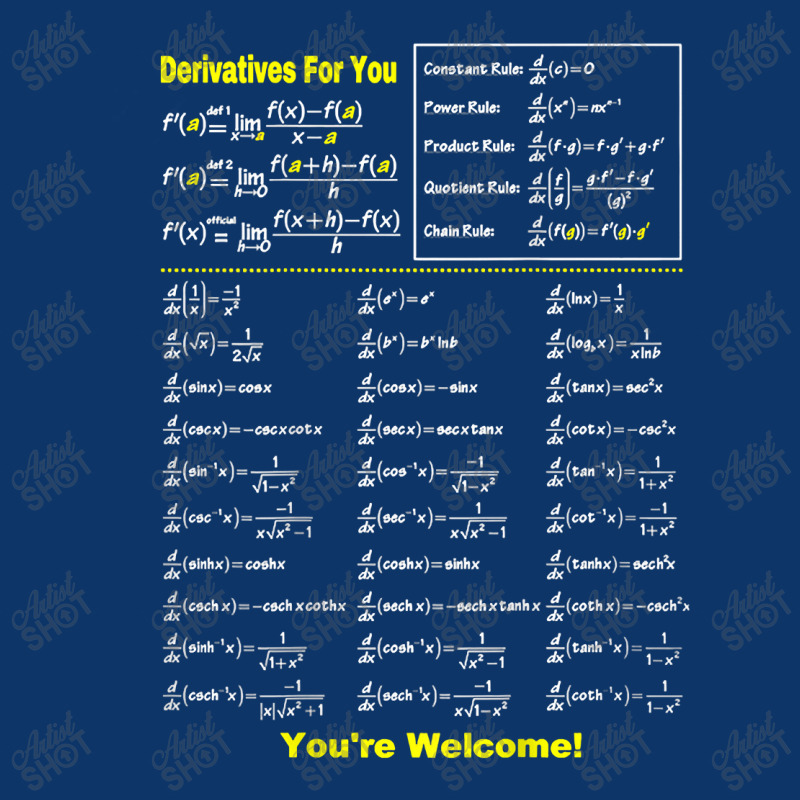 Derivatives For You You’re Welcome Funny Math Graphic Music Seamless Cap by Aria-Proctor | Artistshot