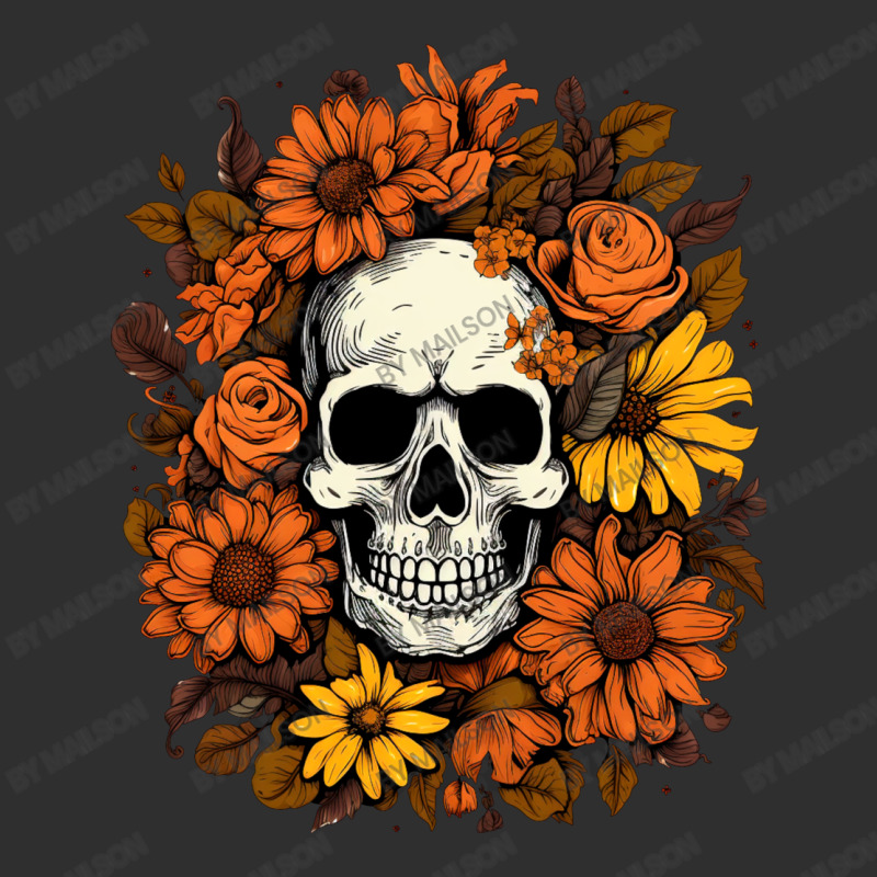 Skull And Flowers Round Leatherette Patch | Artistshot