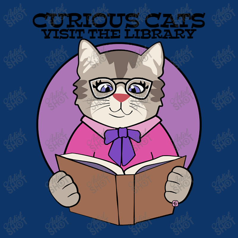 Curious Cats Visit The Library Purple Seamless Cap by webberkyla | Artistshot