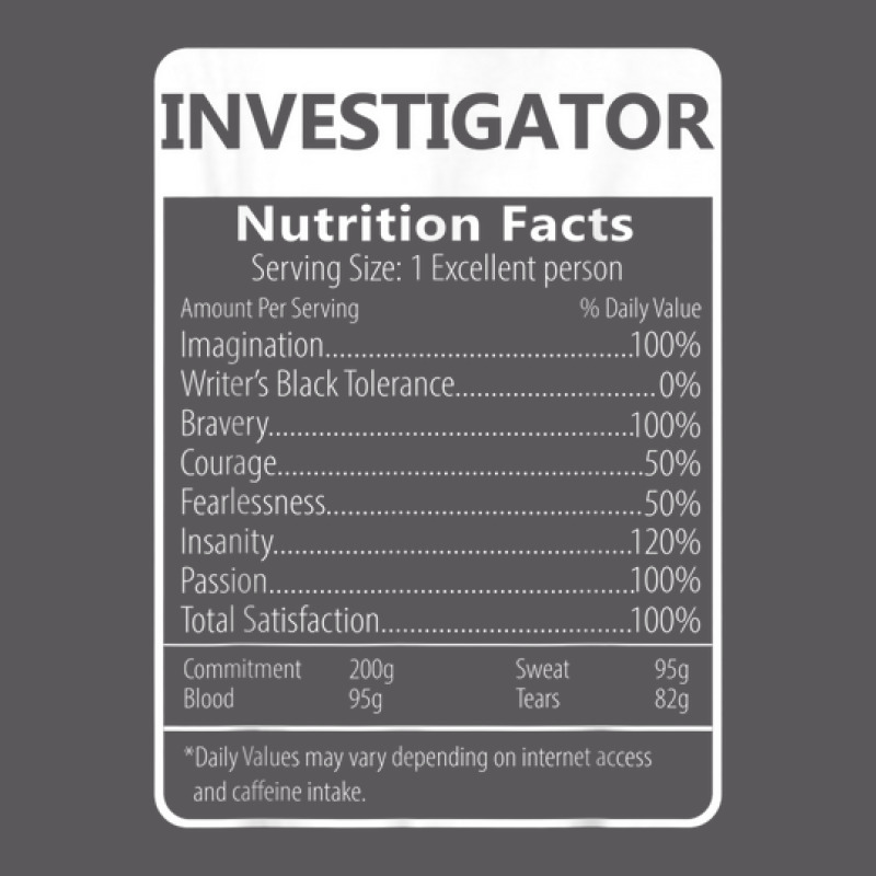 Investigator Nutrition Facts Sarcastic Graphic Seamless Cap by Outpost | Artistshot