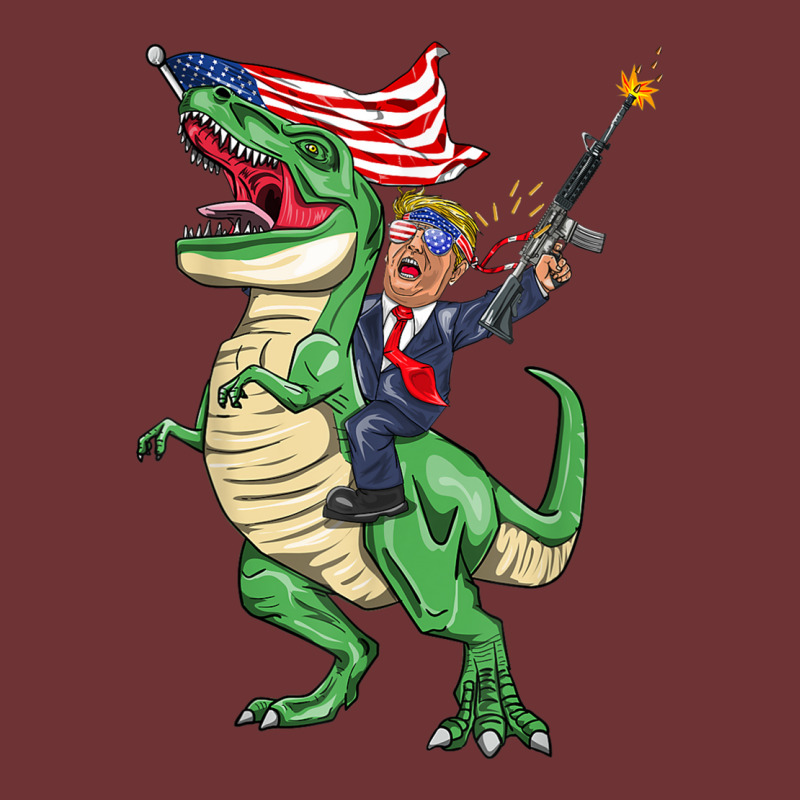 Machine Gun Trump On T Rex Dinosaur With American Flag T Shirt Seamless Cap | Artistshot