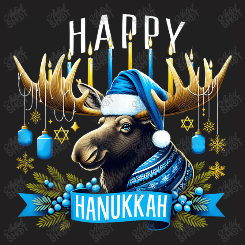 Happy Hanukkah Moose Menorah Jewish T-shirt | Artistshot