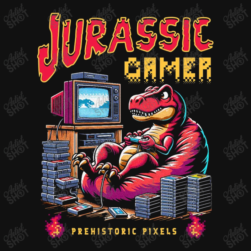 T Rex Playing Retro Games Skinny Tumbler | Artistshot