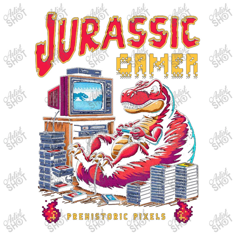 T Rex Playing Retro Games Debie Paper Bag - 10 X 5 X 13 | Artistshot