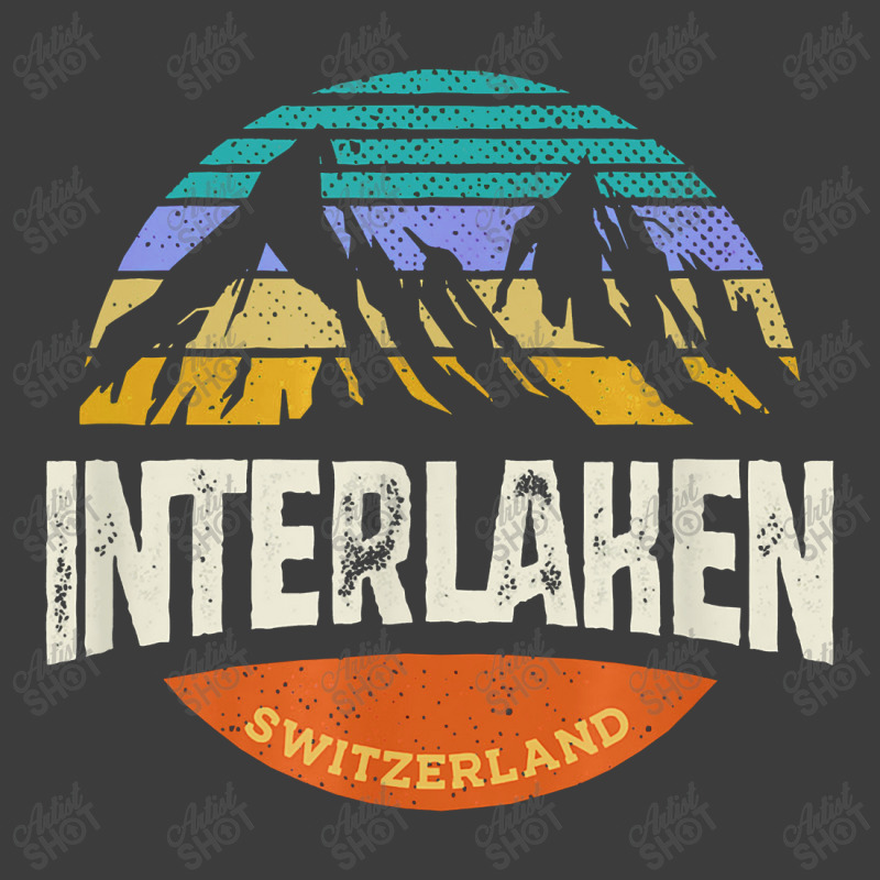 Interlaken Switzerland Vintage Mountain Sunset Men's Polo Shirt by kamandhani | Artistshot