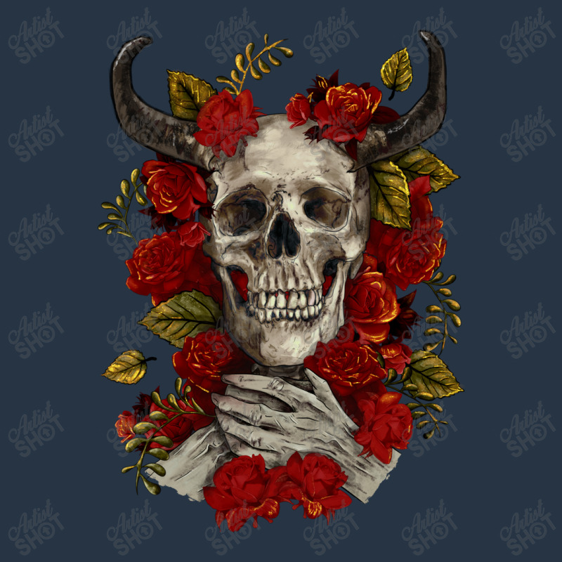 Bull Human Skull With Roses Yupoong Trucker Cap by RanaPortraitStore | Artistshot