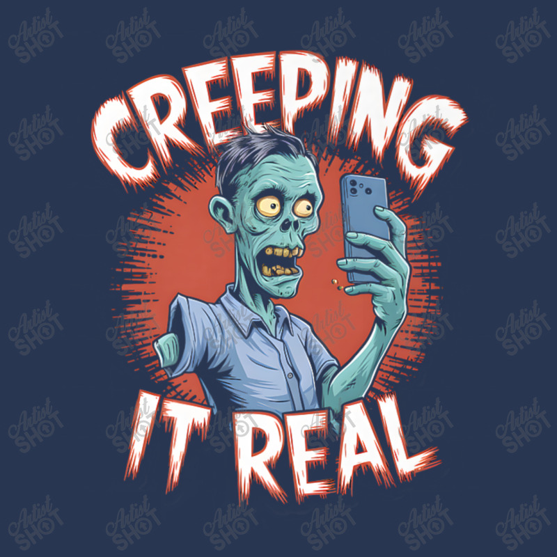 Creeping It Real Funny Zombie Selfie Design For Ha Men Denim Jacket | Artistshot