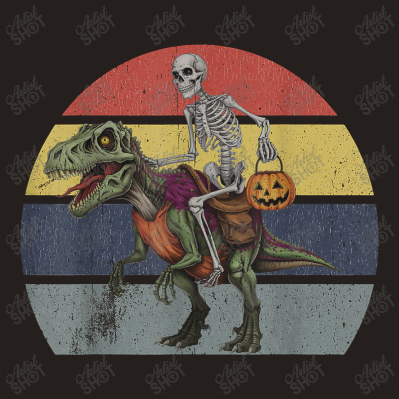 Skeleton Riding Mummy Dinosaur Halloween Tank Top | Artistshot