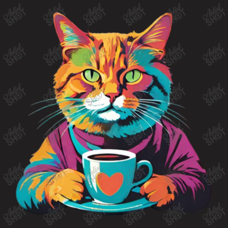 Coffee Addict Funny Cat Milk T-shirt | Artistshot