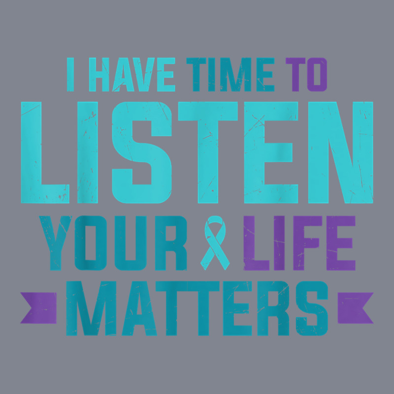 Purple Teal Ribbon I Have Time To Listen Your Life Matters T Shirt Yupoong Trucker Cap by cm-arts | Artistshot