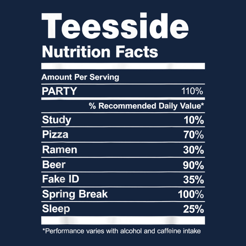 Teesside Nutrition Facts College University T Shirt Foam Snapback hat by hankeajrippleex5 | Artistshot