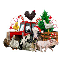 Christmas Farm Animals With Farm Tractor Seamless Cap | Artistshot