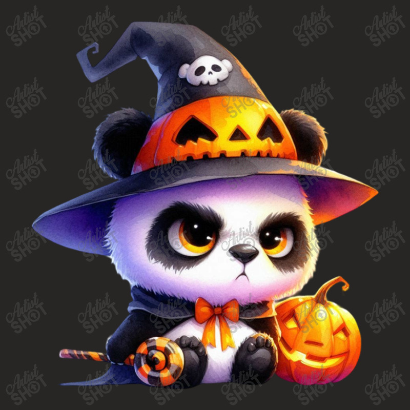 Witch Halloween Panda Animal Cute Pumpkin Ladies Fitted T-Shirt by denbey | Artistshot